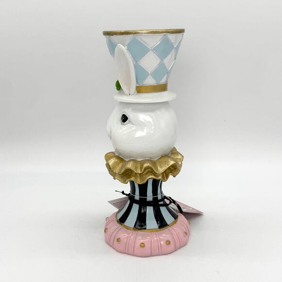 Tophat & Tail Easter Bunny Mad Hatter Pedestal Candle Holder NEW - Picture 4 of 8